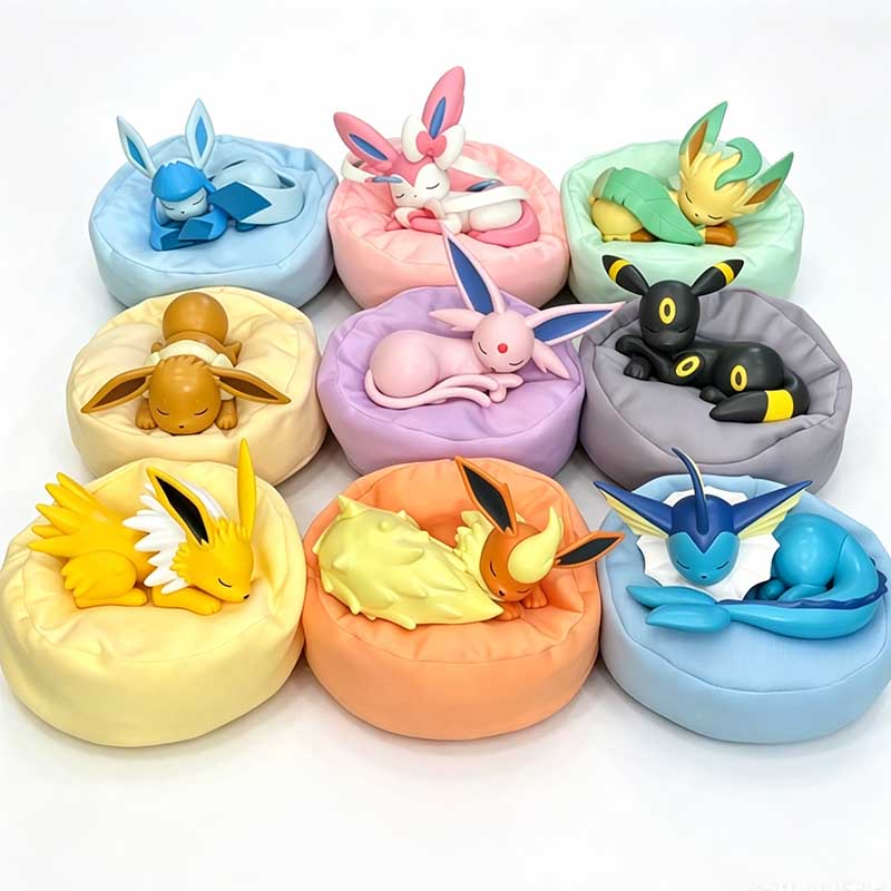 Model Kit Eevee - 9pcs 애니메이션 포켓몬 Eevee 피규어 블라인드