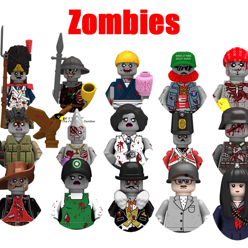 MOC 할로윈 시리즈 피규어 좀비 육군 개 생존자 총  - Model Kit Zombie Girl 리뷰 및 가격